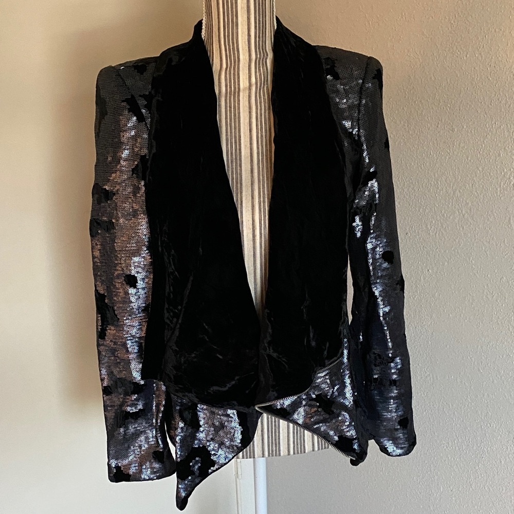 bebe Black and Silver Sequin Blazer